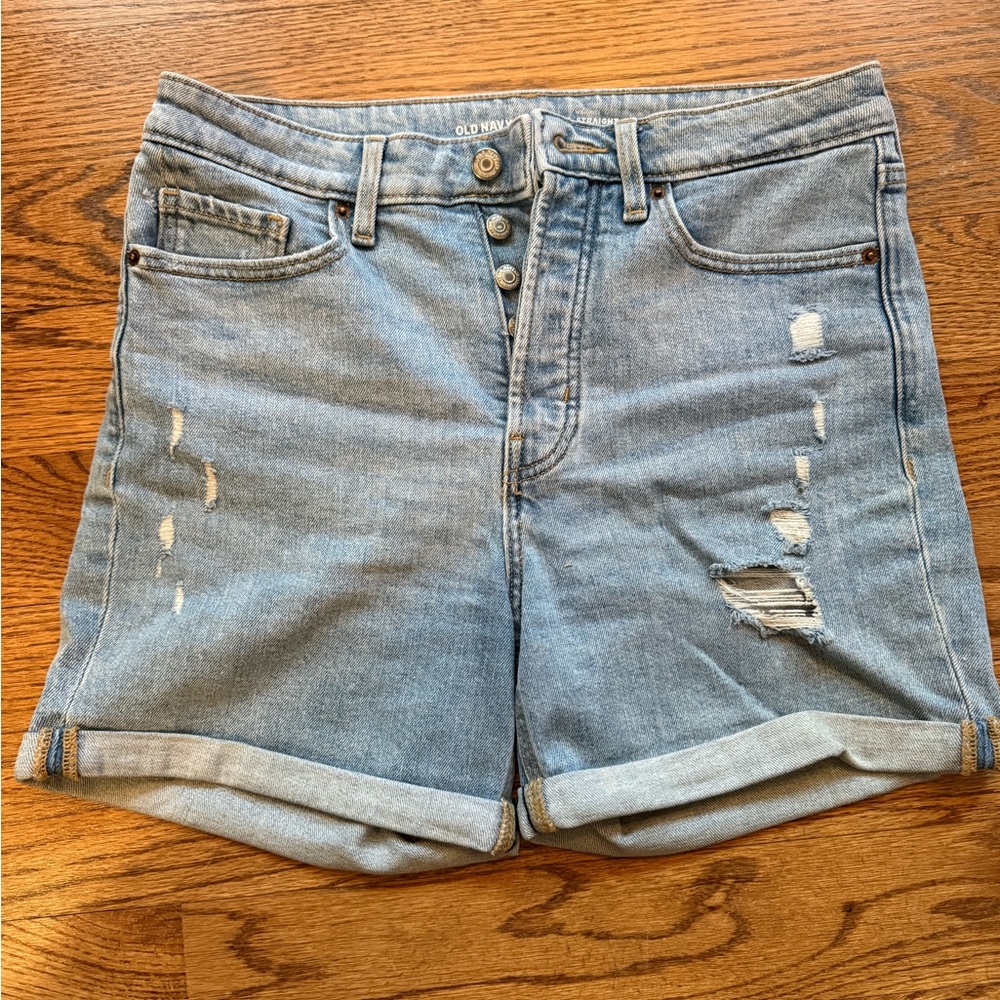 Old Navy Women's Light Blue Distressed Jean Shorts Size 8